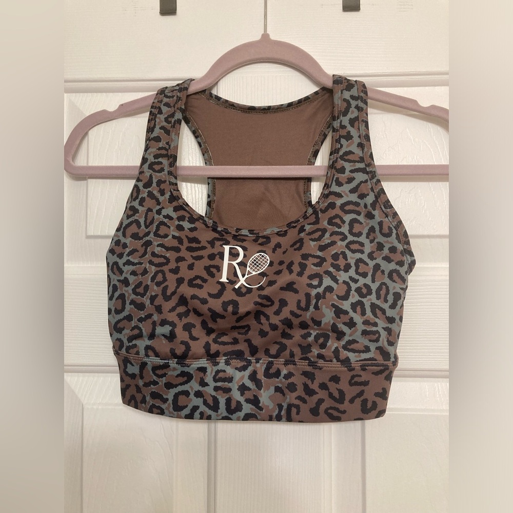 Farmers Market Global Sports Bra Size Medium Leopard Print Came